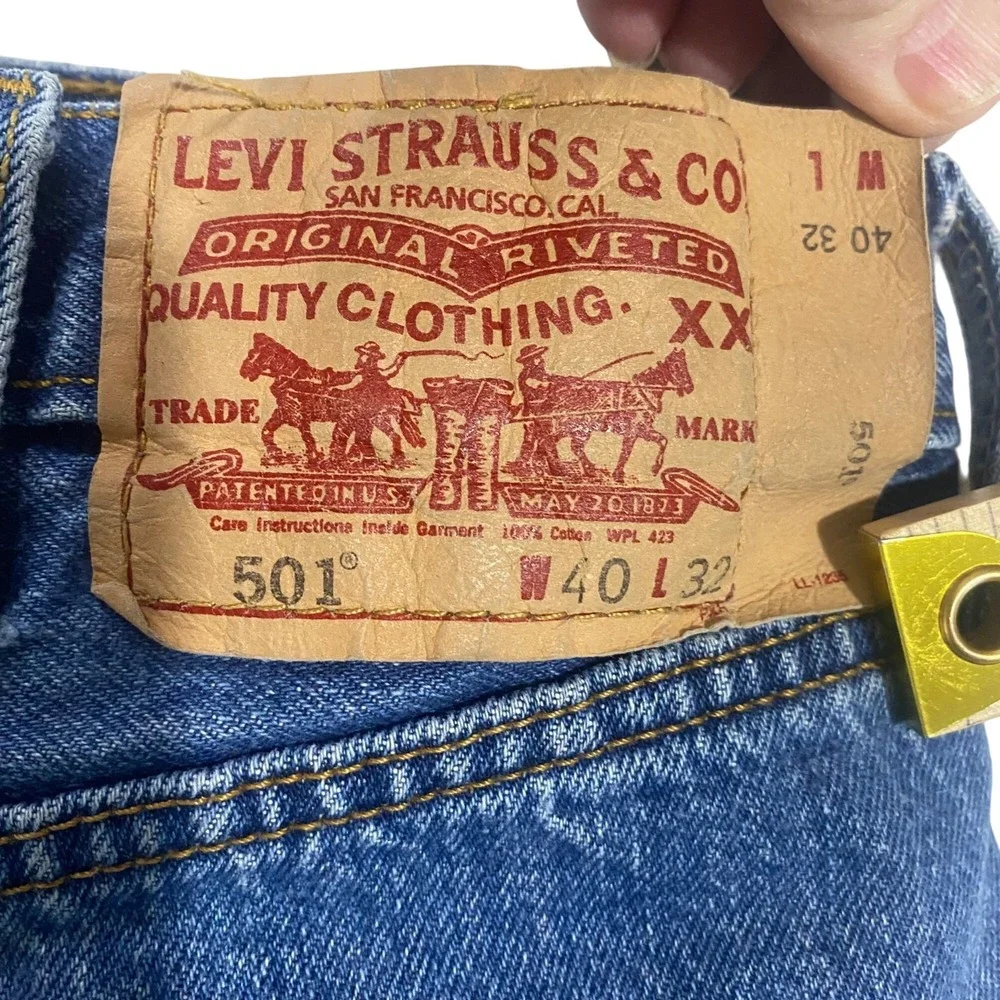 Vintage Levis 501 Jeans Mens W40 L32 (38x31) Button Fly Straight Leg Red Tab 90'
